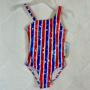 NWT Cat & Jack Kids Stars and Stripes One Piece Swimsuit / 6-6X